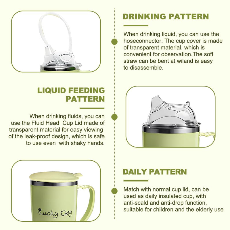 Sippy Cup for Adults, 3-in-1 Beakers for Elderly, 350ml Anti Choke Non Spill Cups for Elderly, Adult Sippy Cups for The Elderly Non Spill with Lid and 30cm Straw for Disabled Drinking Aids A