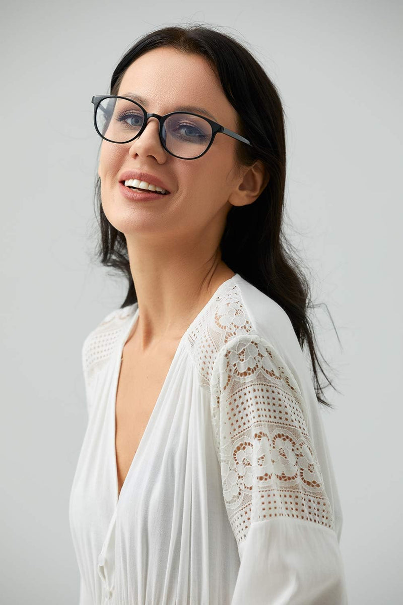[Australia] - FONHCOO Blue Light Filter Glasses Women's TR90 Blue Light Glasses without Prescription, Super Light Anti-Fatigue Computer Glasses Gaming Safety Glasses (Black) Black 
