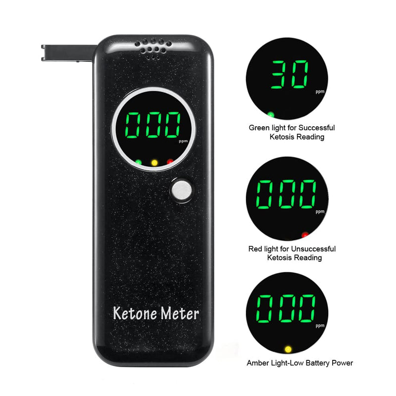 [Australia] - Professional Ketone Breath Analyzer Portable Digital Ketone Breath Meter Advanced Ketosis Breath Tester with 10 Mouthpieces for Monitors Your Acetone and Ketones in Breath Black 