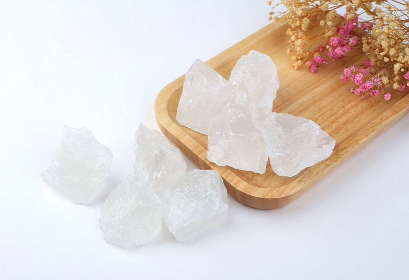 [Australia] - Clear Quartz 2" Natural Rough Stones Crystal Large Raw Crystals Bulk Healing Cuarzo Gemstones for Reiki Healing Tumbling Fountain Rocks Wire Wrapping Decoration 4PCS 0.5lb Clear Quartz 0.55 Pound 