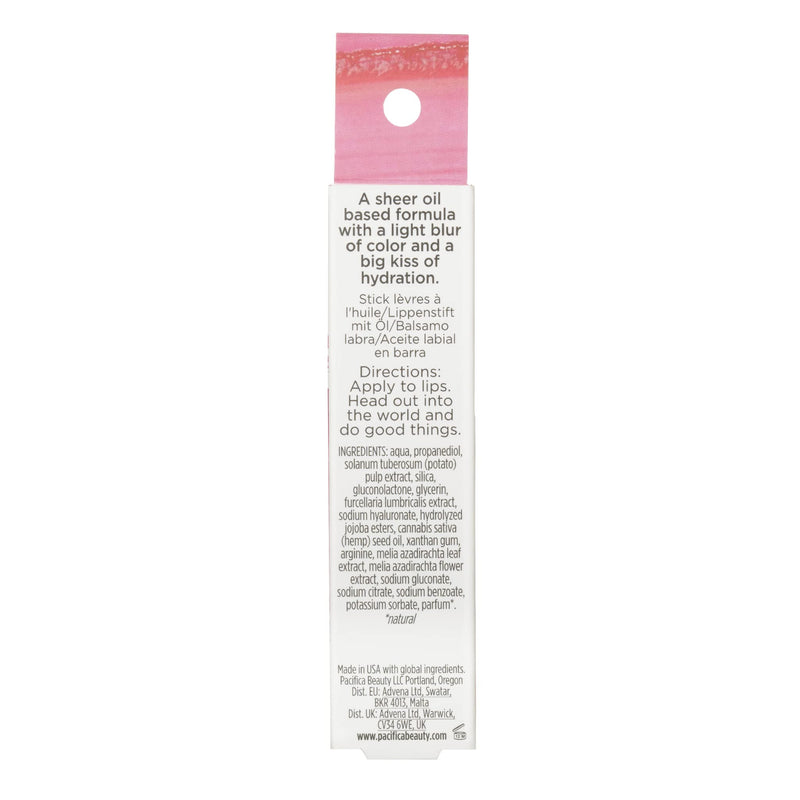Pacifica Glow Stick Lip Oil Rosy Glow Sheer Rose Hydrating Lip Tint Balm, Moisturizing Glossy Oil for Dry Lips, Vitamin E Enriched, Non-Sticky Natural Shine, Vegan & Cruelty-Free Clean Beauty .14 oz