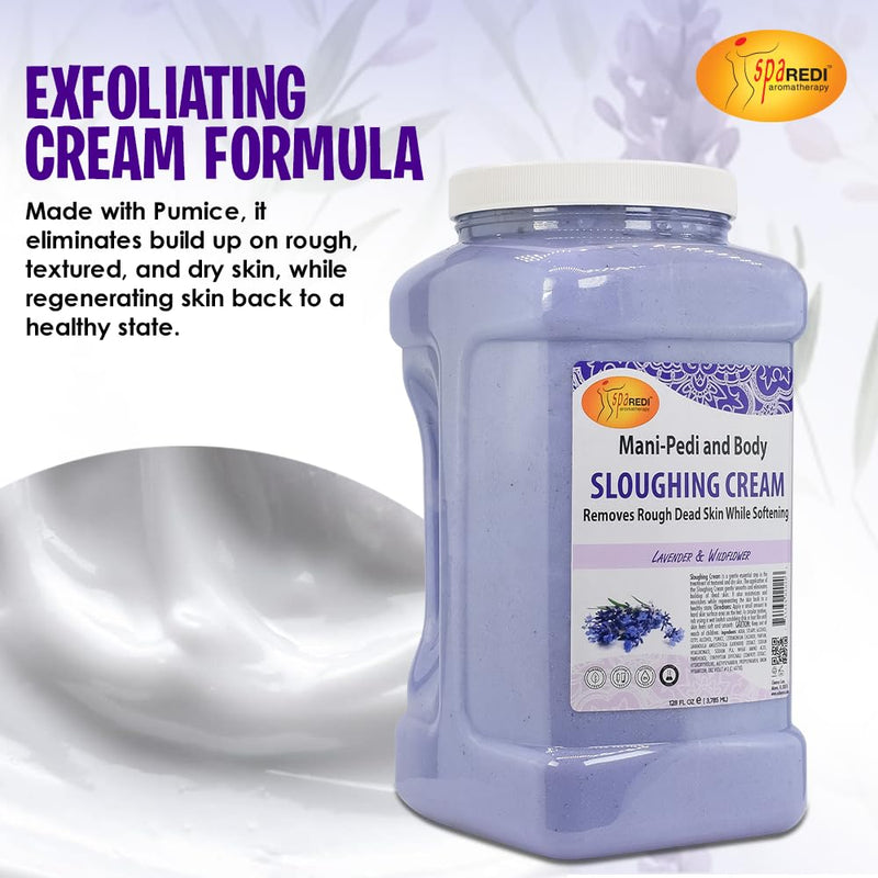 [Australia] - SPA REDI - Foot Cream, Sloughing Lotion, Lavender and Wildflower 128 Oz - Pedicure Massage Foot Care for Dry Cracked Feet, Scrub Gently, Exfoliating 128 Fl Oz (Pack of 1) 