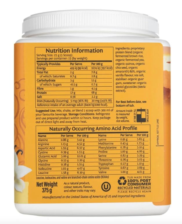 Plant-Based, Warrior Protein Warrior Classic Plus Vanilla 375g