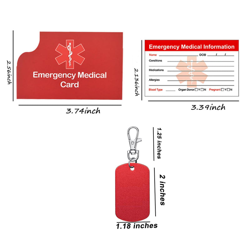 [Australia] - 4 Pack Medical Alert Emergency Contact Information Id Card for Wallet and 2 Pcs Medical Alert See Card in Wallet Keychain 