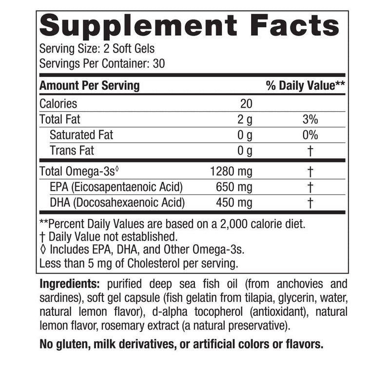 [Australia] - Nordic Naturals Ultimate Omega in Fish Gelatin, Lemon Flavor - 60 Soft Gels - 1280 mg Omega-3 - High-Potency Fish Oil Supplement - EPA & DHA - Promotes Brain & Heart Health - Non-GMO - 30 Servings Standard Packaging 