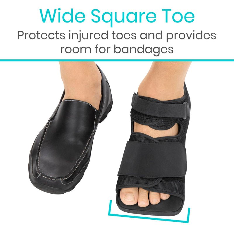 [Australia] - Vive Post Op Shoe - Lightweight Medical Walking Boot with Adjustable Strap - Orthopedic Recovery Cast Shoe for Post Surgery, Fractured Foot, Injured Toes, Stress Fracture, Sprains - Left or Right Foot Small 