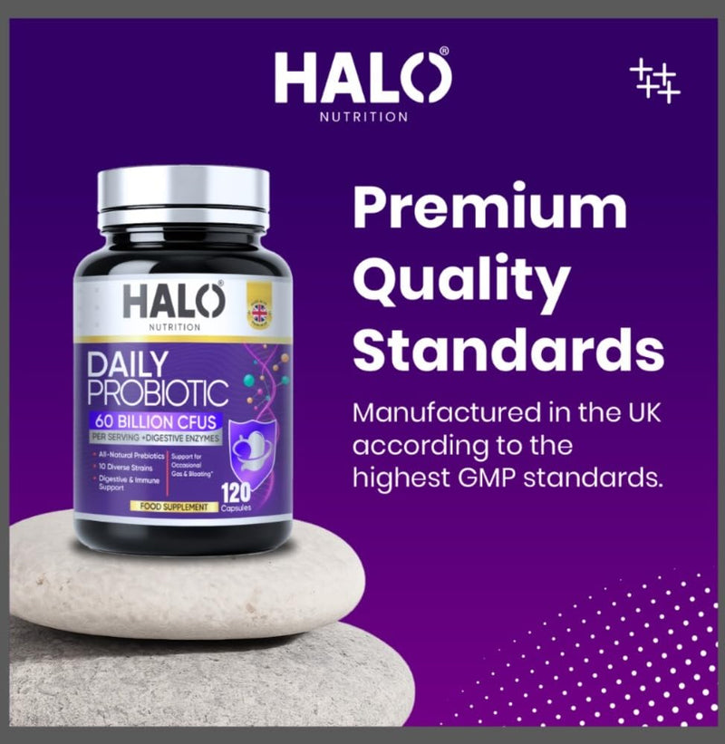 Bio Cultures Complex Probiotics & Prebiotics - 60 Billion CFU - 2 Months Supply - 120 Capsules - 20 Live Bio Cultures - Lactobacillus & Bifidobacterium Strains - Vegan -Halal- Complex Capsules