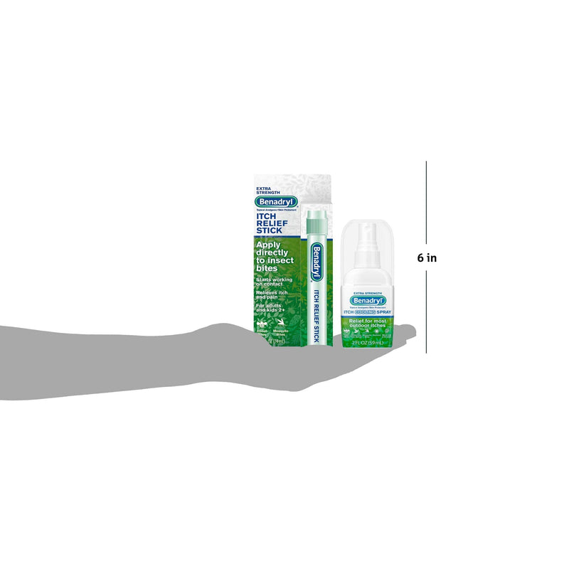 Benadryl Cooling Anti-Itch Spray 2 fl. Oz and Benadryl Extra Strength Itch Relief Stick 0.47 fl. oz, Both with Diphenhydramine 1 ea