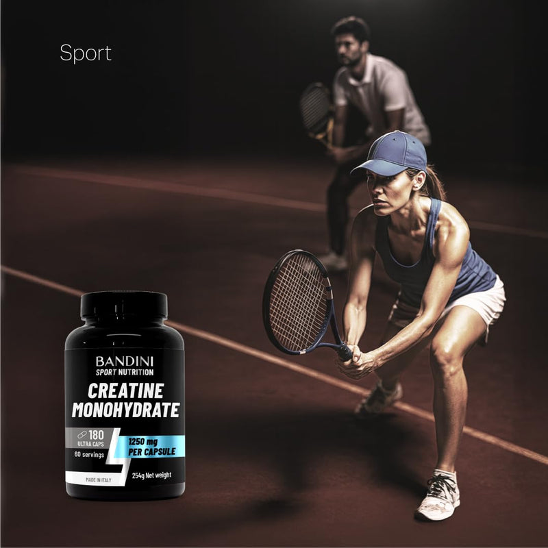 Bandini® Creatine Monohydrate 180 Capsules 3000mg per Serving - High Strength Gym Supplement for Men & Women - Pre Workout Energy Support - 100% Pure Micronized Creatine - Unflavoured Ultra Caps