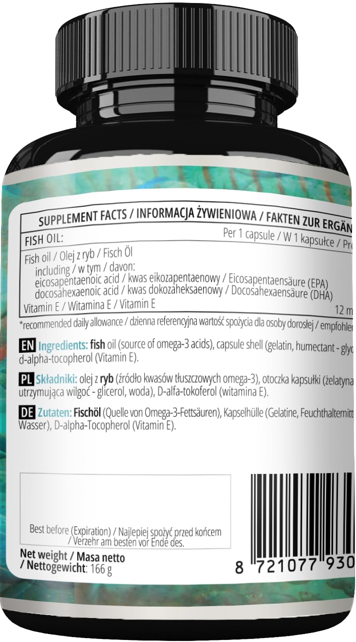 Fish Oil 1000mg - High Dose Omega 3 with 330mg EPA and 220mg DHA - 120 Softgel Capsules - 4 Months Supply - Unsaturated Fatty Acids (EFAs) - Supports Heart and Brain Health - by Apollo's Hegemony Capsule 120 count (Pack of 1)