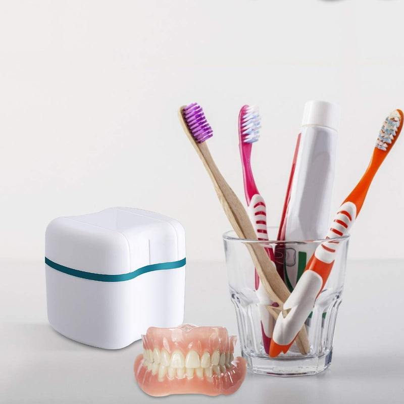 [Australia] - Denture Bath Case with Basket Denture Bath Cleaning Box Container Soaking Cup Cleaner Retainer Case Holder for Dentures for False Teeth 