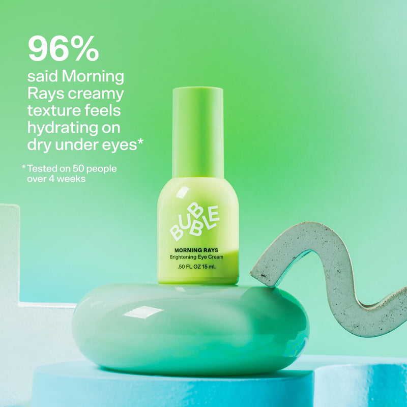 Bubble Skincare Morning Rays Brightening Eye Cream - Vitamin C Under Eye Cream for Dark Circles & Puffiness - Enriched with Green Tea Extract to Calm, Protect & Soothe Skin (15ml)