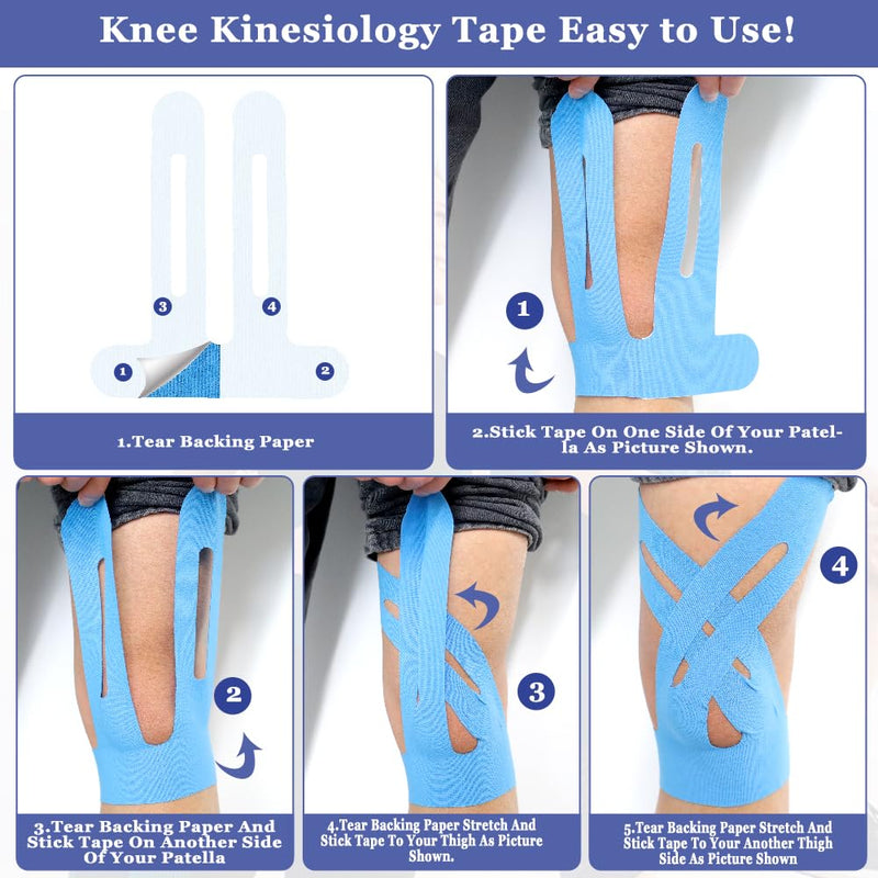 12PCS Kinesiology Tape for Knees with 10PCS Sport Tape Strips, SEILETOO Waterproof & Breathable Elastic Kinesiology Athletic Tape, Sports Support Tape Knee for Muscle Pain Relief and Joint Support