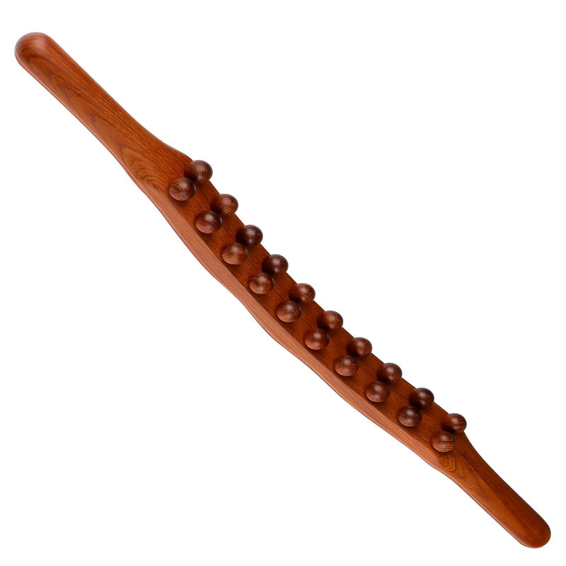 [Australia] - Guasha Wood Stick Massage Tool,20 Beads Wood Massage Roller Stick,Lymphatic Drainage Massager for Body Shaping,Gua Sha Tools for Back Leg 20Beads Brown 