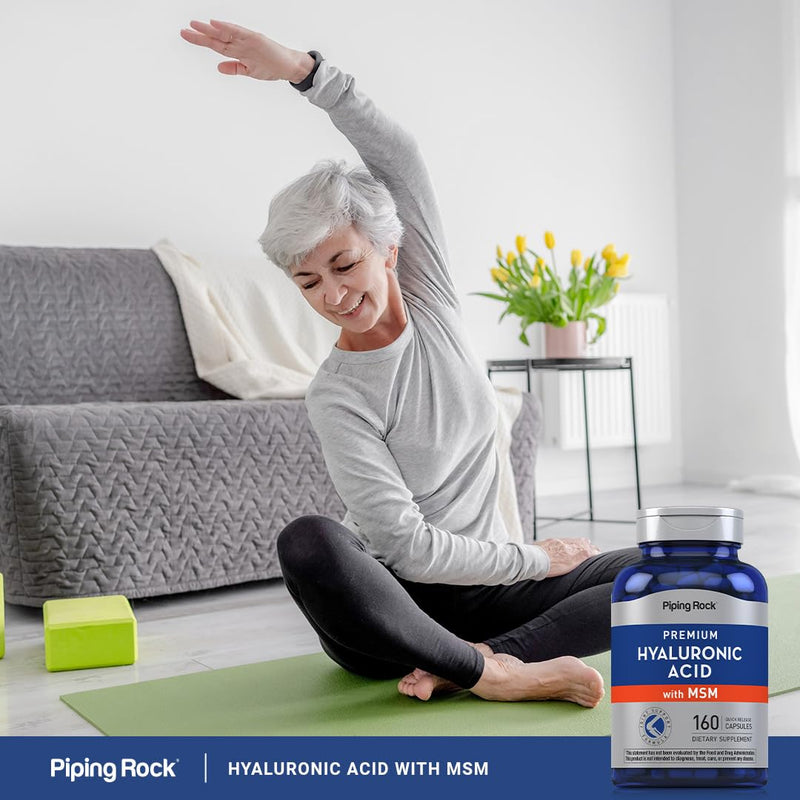 [Australia] - Piping Rock Hyaluronic Acid with MSM | 1000mg | 160 Capsules | Non-GMO and Gluten Free Supplement 