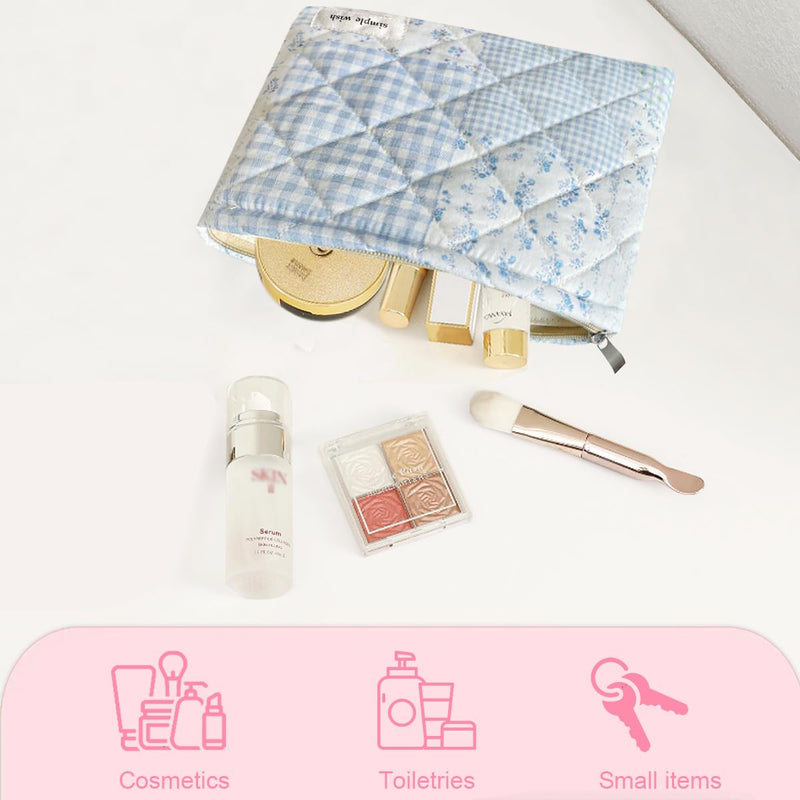 Matching Makeup Bag 2 Piece Floral Quilted Cotton Bags