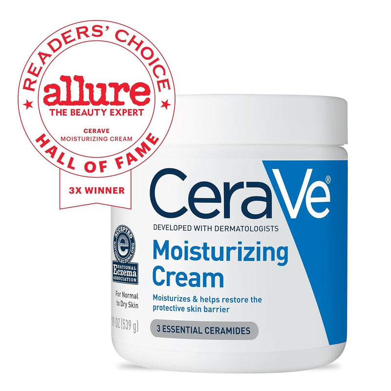 CeraVe Moisturizing Cream, Face Moisturizer & Body Cream, Skin care, 19oz | Hyaluronic Acid For Instant Hydration, Skin Barrier Repair, Ceramide Moisturizer, Fragrance Free, Non-Comedogenic, Daily Use 19 Ounce (Pack of 1)