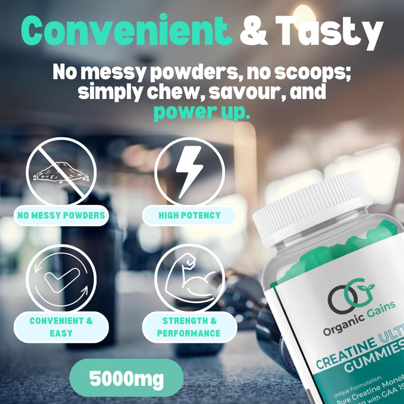 OG Creatine Ultra – 90 Gummies | 5000mg MAX Creatine Monohydrate & 1500mg GAA | Up to 8.5X More Uptake, Fast-Absorbing Formula for Enhanced Muscle & Brain Power, No Water Retention