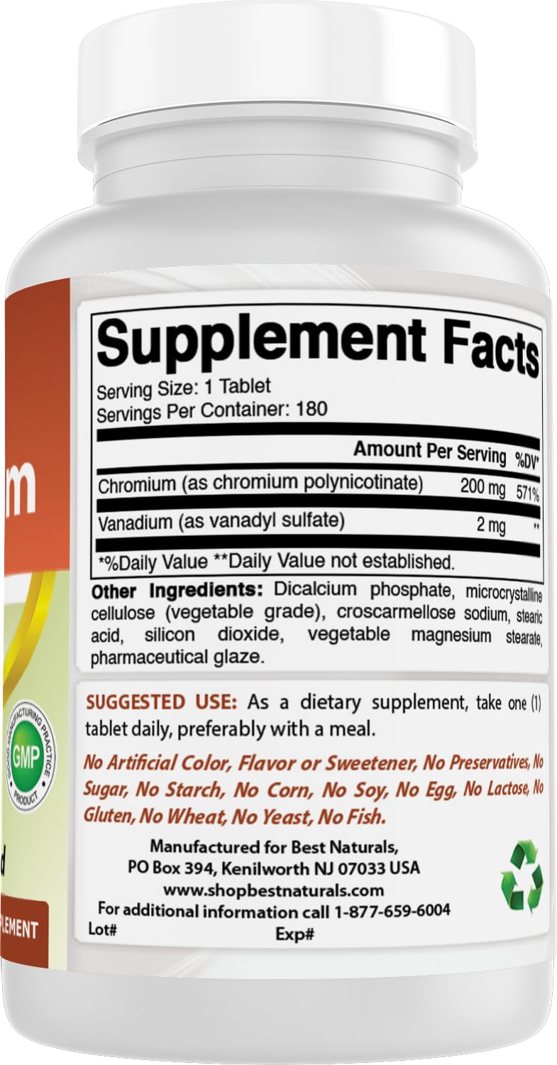 [Australia] - Best Naturals Vanadium 2 mg with Chromium Polynicotinate 200 mcg 180 Tablets 