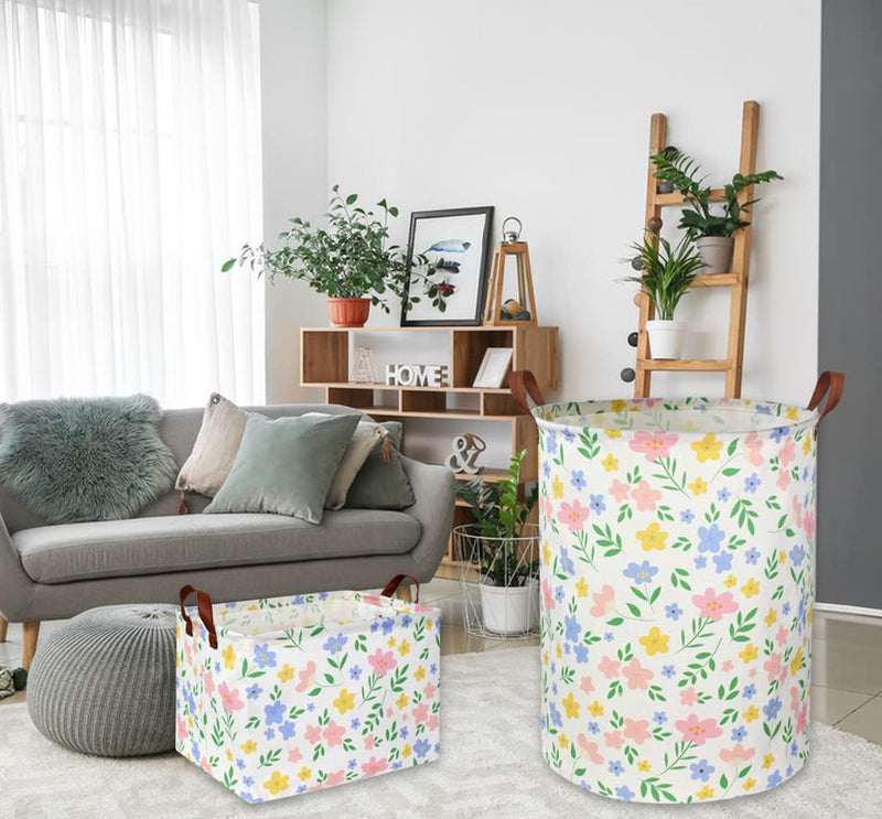 [Australia] - HIYAGON Kids Storage Basket Baby Girl Basket Gift Baskets Empty Cute Toy Storage Bin Organizer Box Rectangular Bedroom Decor Books(Flower) Flower 