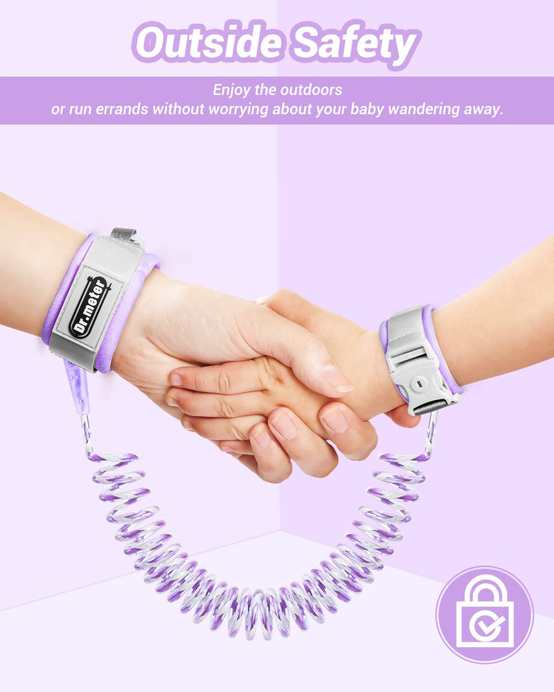 [Australia] - Dr.meter Kids Leash for Toddler, Reflective Anti Lost Wrist Link with Key & Lock, 8.2ft Safety Wristband Child Walking Harness for Supermarket Mall Airport Amusement Park Zoo Travel, Purple 