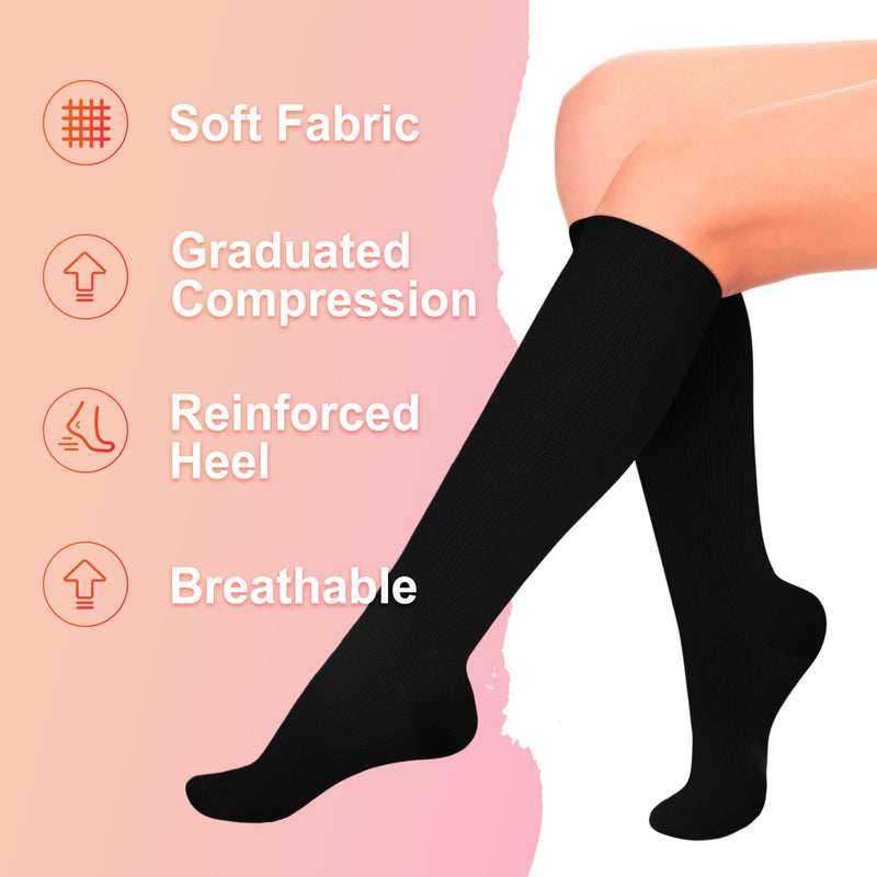[Australia] - Iseasoo 4 Pairs Compression Socks for Women Circulation-Best Support for Nurses,Running,Athletic,Travel 01-black/Grey/White/Pink Large-X-Large 