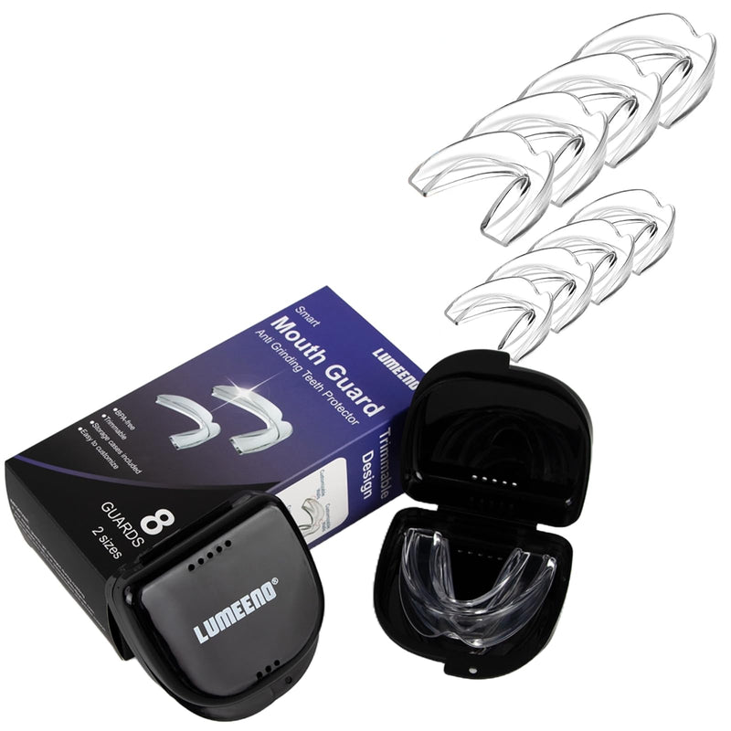 [Australia] - Anti Grinding Teeth at Night Guards (2) Sizes (8-Pack) and 2 Travel Cases Trimmable Design Custom Fit Mouth Guard for Grinding Teeth at Night Guards for Teeth Grinding Mouth Guard for Teeth Clenching 