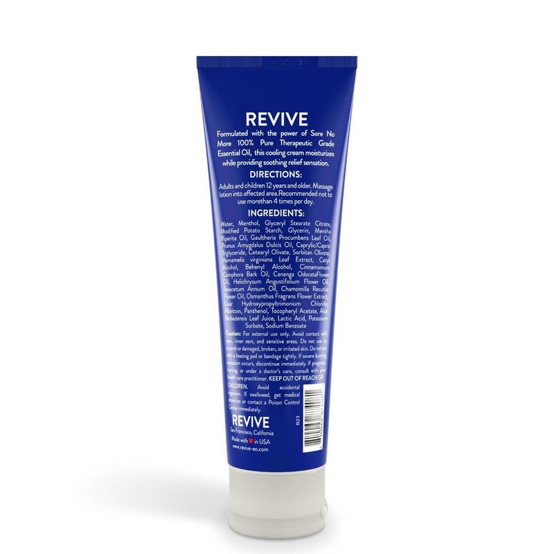 Sore No More Soothing Rub by Revive Essential Oils - 4 oz Cream with Essential Oils and Menthol for Soothing and Cooling - Massage, Aromatherapy, Plant Based