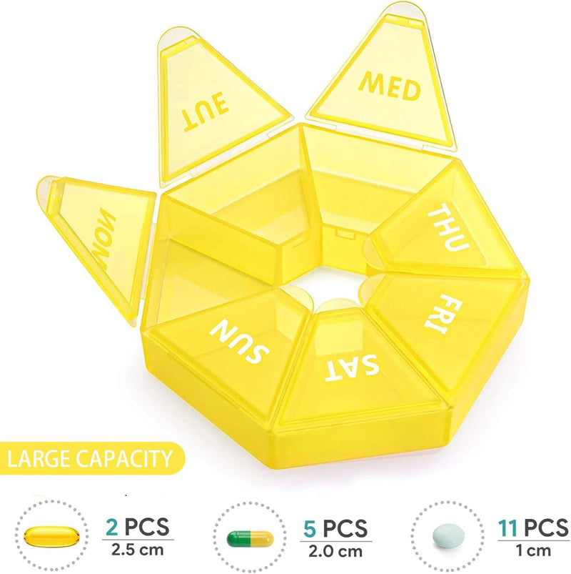 Weekly Pill Organizer Large 7 Day Pill Box Organizer Daily Medicine Case for Vitamin Fish Oil Pills Supplements Arthritis Friendly