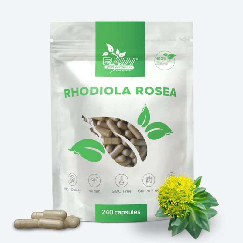 [Australia] - Rhodiola Rosea Capsules High Strength - Herbal Stress Relief Supplements - Rhodiola Vegan Supplements - Mood Support, Stress Management, Brain Supplement from Raw Powders (240 Capsules) 240 Pieces (Pack of 1) 