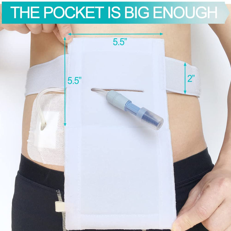 [Australia] - Breathable G Tube Holder Belt Large Square Sponge Feeding Tube Pouch for Gastrostomy J Peg Peritoneal Dialysis PD Peritoneal Dialysis Catheter Accessories Women Men White Small 