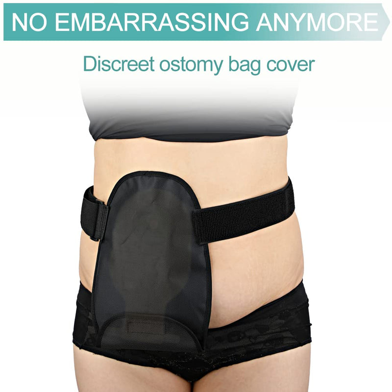 [Australia] - Colostomy Bag Covers Ostomy Pouch Cover Ostomy Supplies Stoma Support Belt Ileostomy Shower Guard Women Men Black 