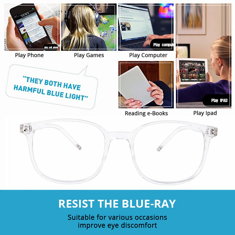 [Australia] - LNTICB Blue Light Filter Glasses Computer Glasses Gaming Safety Glasses TR90 Glasses Frame Blue Light Glasses UV Blue Blocking Super Light Reducing Eye Strain Fashion for Women Men Transparent-n1 