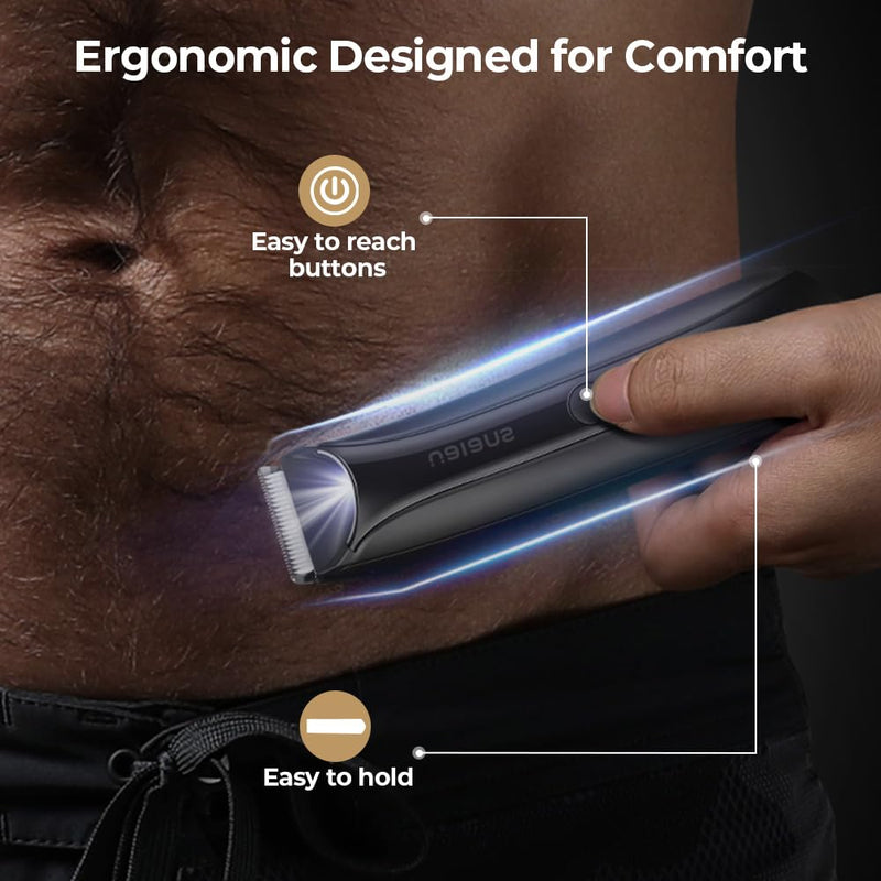 [Australia] - Ualans intimate razor for men, electric body razor for men with LED light and display, IPX7 waterproof body hair trimmer, 100% waterproof including 4 attachment combs, gifts for men 