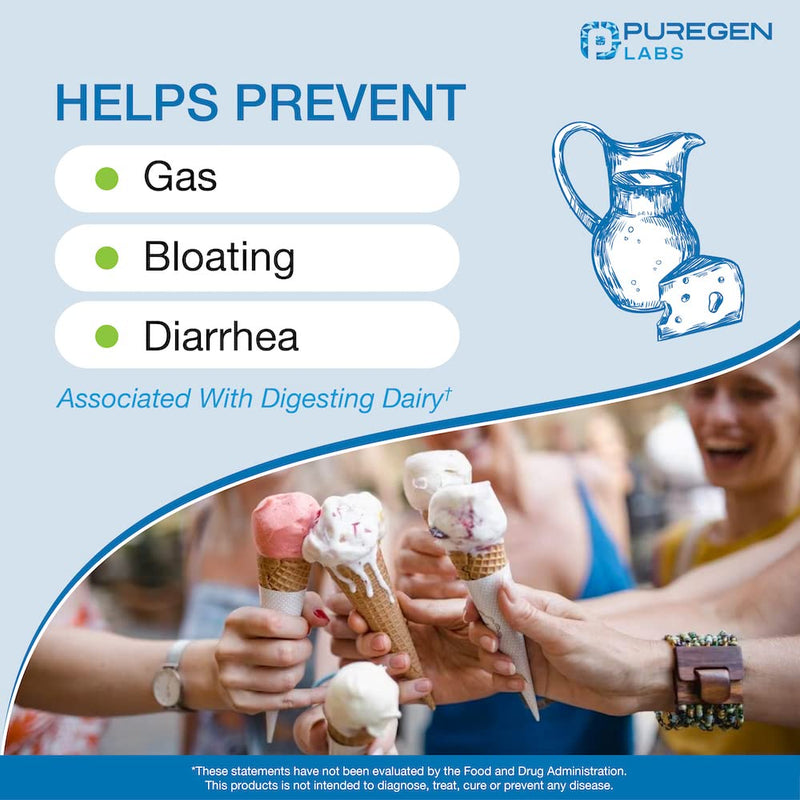 [Australia] - Puregen Labs Dairy Relief Fast Acting Lactase Enzyme 9000 FCC, Lactose Intolerance Pills 360 tablets 1 