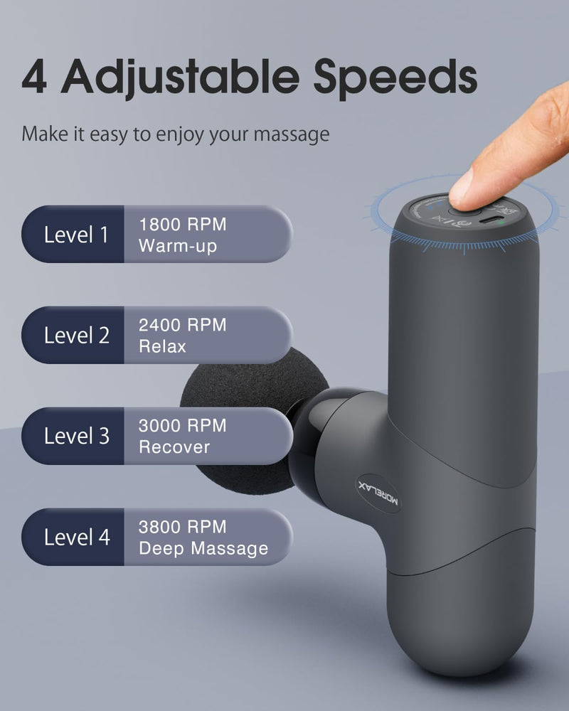 [Australia] - Mini Massage Gun, Percussion Muscle Massager for Back Pain Relief, Compact Sports Travel Massage Gun with 6 Massage Heads 4 Speeds, Gift for Her, Home, Athletes Silver 