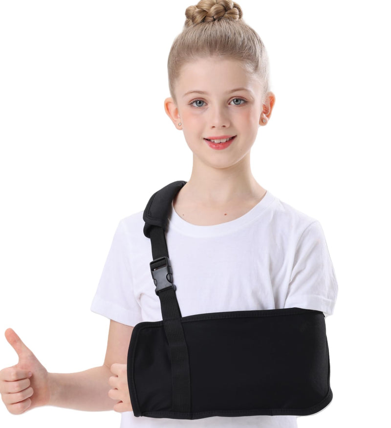 Kids Breathable Arm Sling for Shoulder Injury and Surgery Recovery, Padiatric Elbow Brace Support for Broken Arm, Fits Both Arms (Large) Large