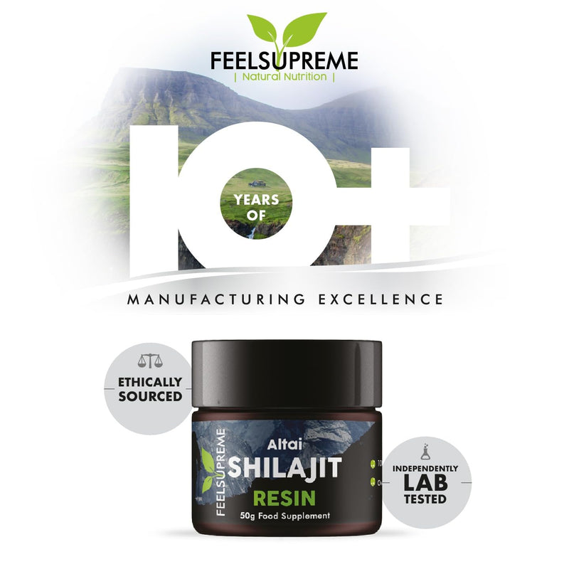 Natural Black Altai Shilajit Resin - 100% Pure Shilajit, Additive Free, 80 Trace Minerals Including Magnesium, Fulvic Acid, and Zinc Ethically Sourced, Shilajit for Men and Women - 50g