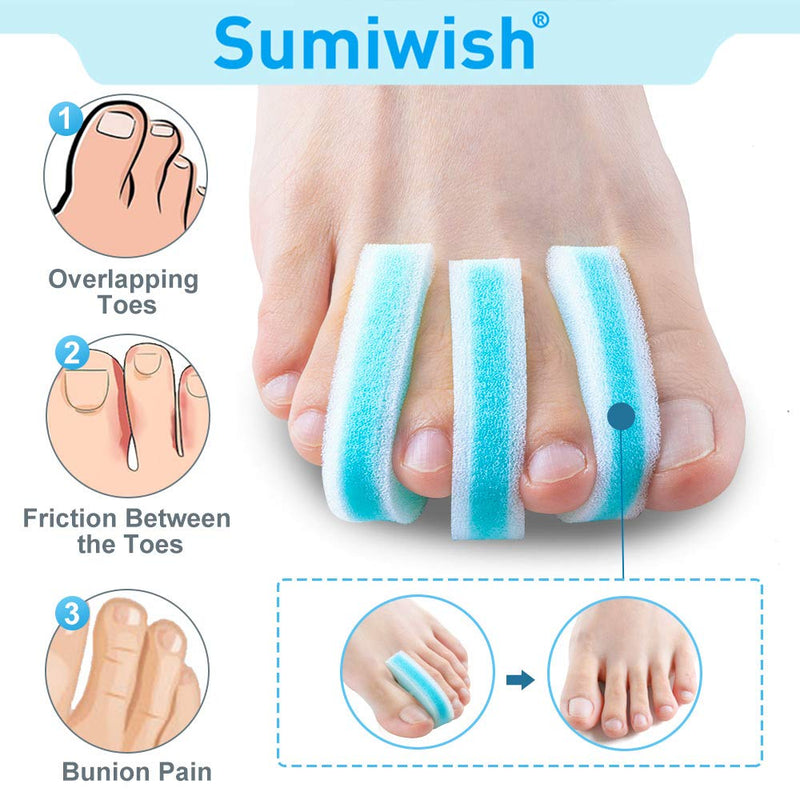 [Australia] - Foam Toe Separators, 10 Pack Breathable Toe Spacers, Reduce Friction and Relieve Corns Pain, Overlapping Toes Corrector - (Blue) Blue 