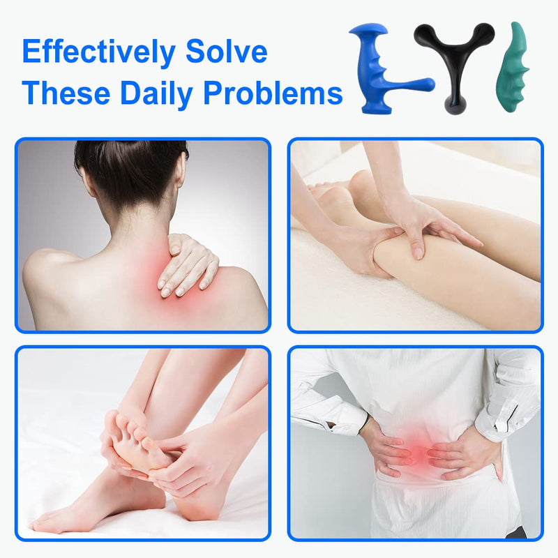 [Australia] - Abnaok Manual Trigger Point Massage Tool and Thumb Saver for Full Body Deep Tissue Massage, with 3-Legged Massage Knobs, Stress Relief 