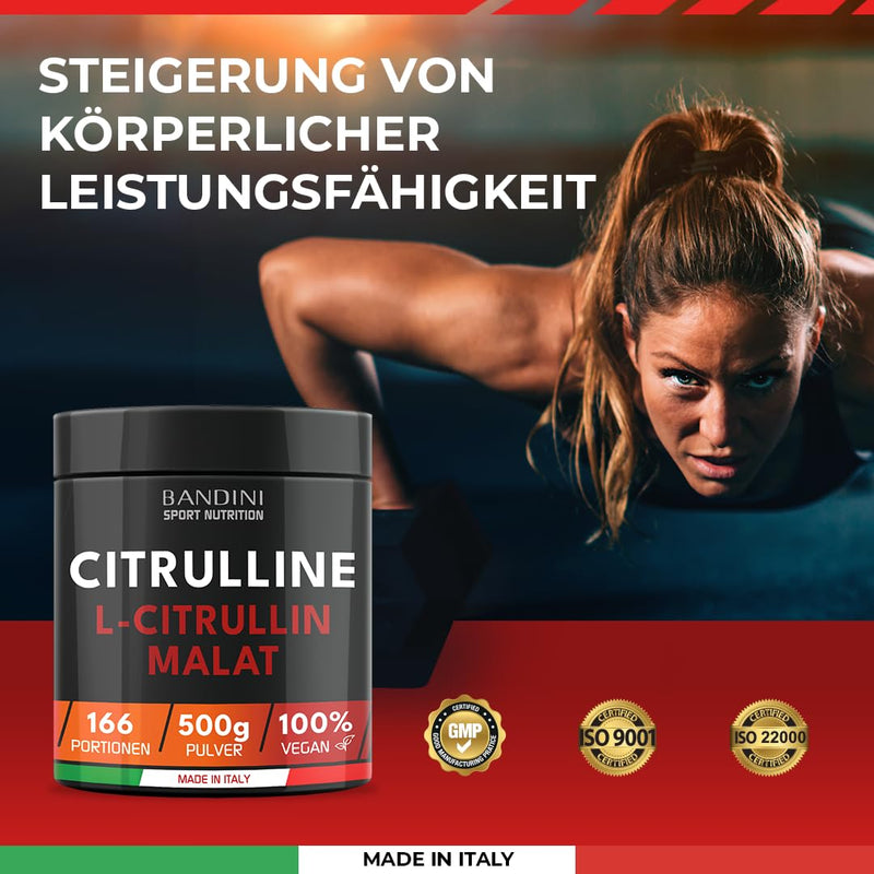 [Australia] - Bandini® L-CITRULLINE MALATE | 2:1 500g powder | Highly dosed with 3g citrulline PER DOSE | Perfect solubility | Pre Workout, Muscle Building | Citrulline from plant fermentation | Vegan, without additives 