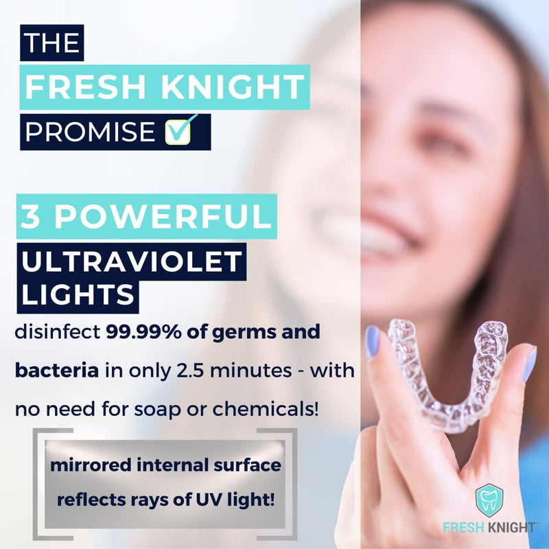 [Australia] - FRESH KNIGHT UV Retainer Case | UVC Retainer Cleaner, Disinfects Cleans and Removes Odors, Mouth Guard Case, compatible for Invisalign Container (Black-UV) Black UV 1 Box 
