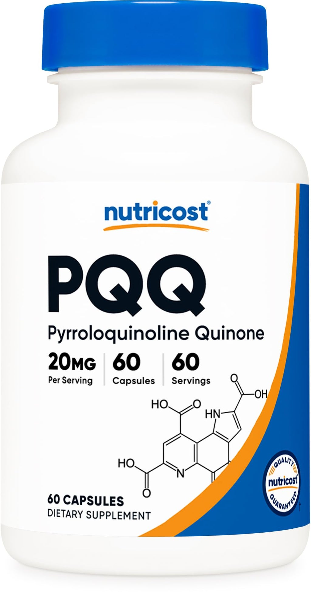 Nutricost PQQ (Pyrroloquinoline Quinone) 20mg, 60 Capsules - Vegetarian Capsules, Non-GMO, Gluten Free 60 Count (Pack of 1)