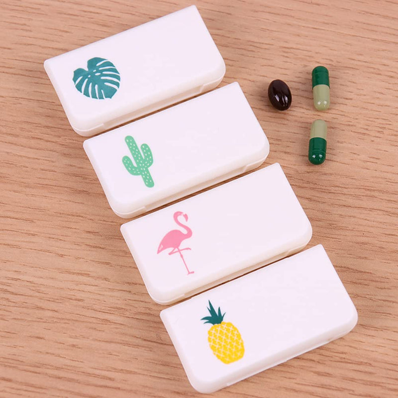 Daily Pill Box Case Waterproof Medicine Organizer Vitamin Holder Mini Pill Medicine Container for Travel Use -3 Compartments-Cactus Cactus