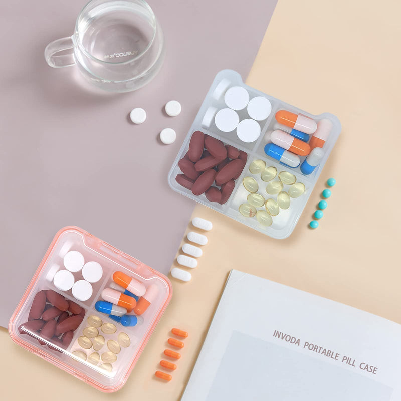 3PCS Portable Pill Case for Pocket Travel Pill Organizer Small Pill Box | 4 Compartments Removable Medicine Organizer for Vitamin Fish Oil 3pcs