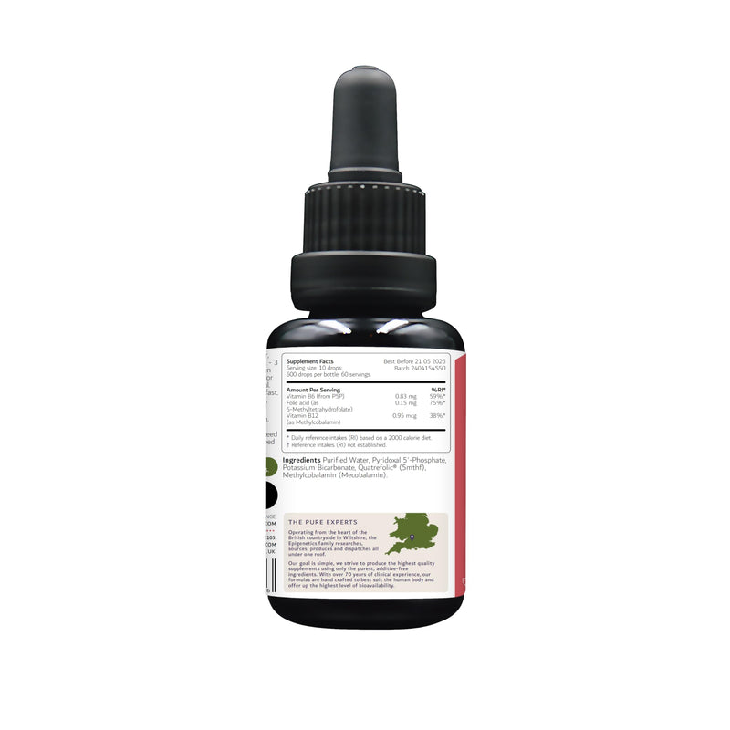 5-MTHF + B12 + B6 for Children 30ml | Active Methylfolate Drops with Quatrefolic® | Methyl B12 & P5P Vitamin B6 | Child-Friendly Liquid Formula | UK Made