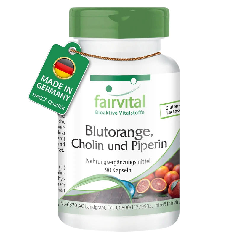 [Australia] - Fairvital | Blood orange, choline and piperine - 90 capsules - for 3 months - quality tested and high dosage - 100% vegan - Made in Germany 