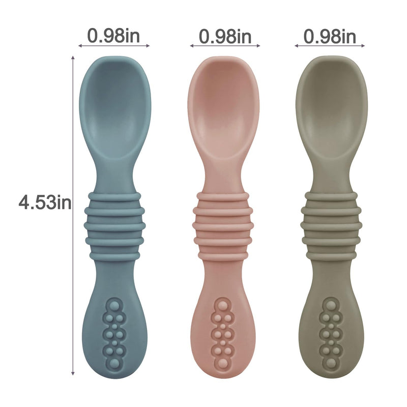 [Australia] - PandaEar Suction Plates for Baby, 3 Pack Silicone Plates & Spoons for Baby Toddlers Infant Kids, Divided Toddler Suction Plate Baby Dish Set, Non-Slip Non-Toxic, BPA Free (Multicolor) Multicolor 