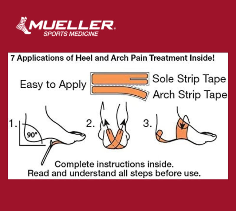MUELLER Sports Medicine PFTape, Plantar Fasciitis Pain Relief Athletic Tape, Therapeutic Support for the Foot, Disposable, Latex Free, One-Time Use Bandages Beige 7