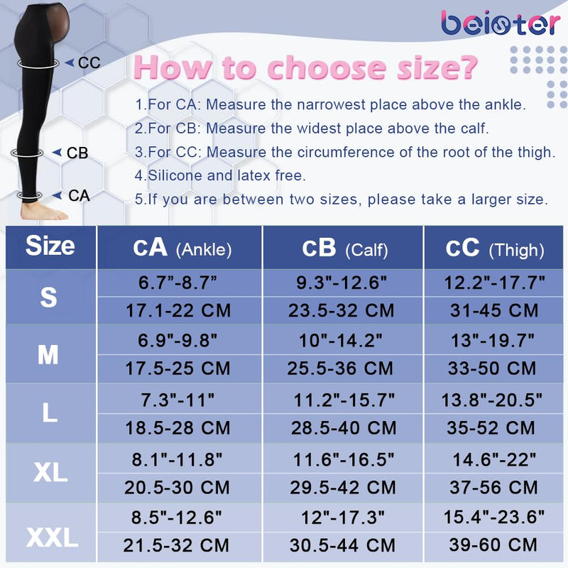 [Australia] - beister Maternity Medical Compression Tights, 20-30mmHg Graduated Support Pregnancy Legging with Button Elastic Band & Abdominal Protection, Footless High Waist Compression Pantyhose for Varicosity Beige Medium 